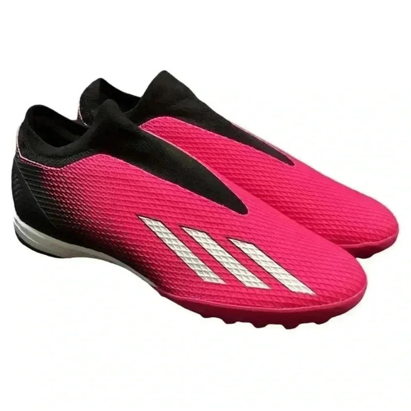 adidas Shoes Mens 12 Pink Black X SPEEDPORTAL.3 Laceless Turf Soccer Mesh NEW - Picture 1 of 9